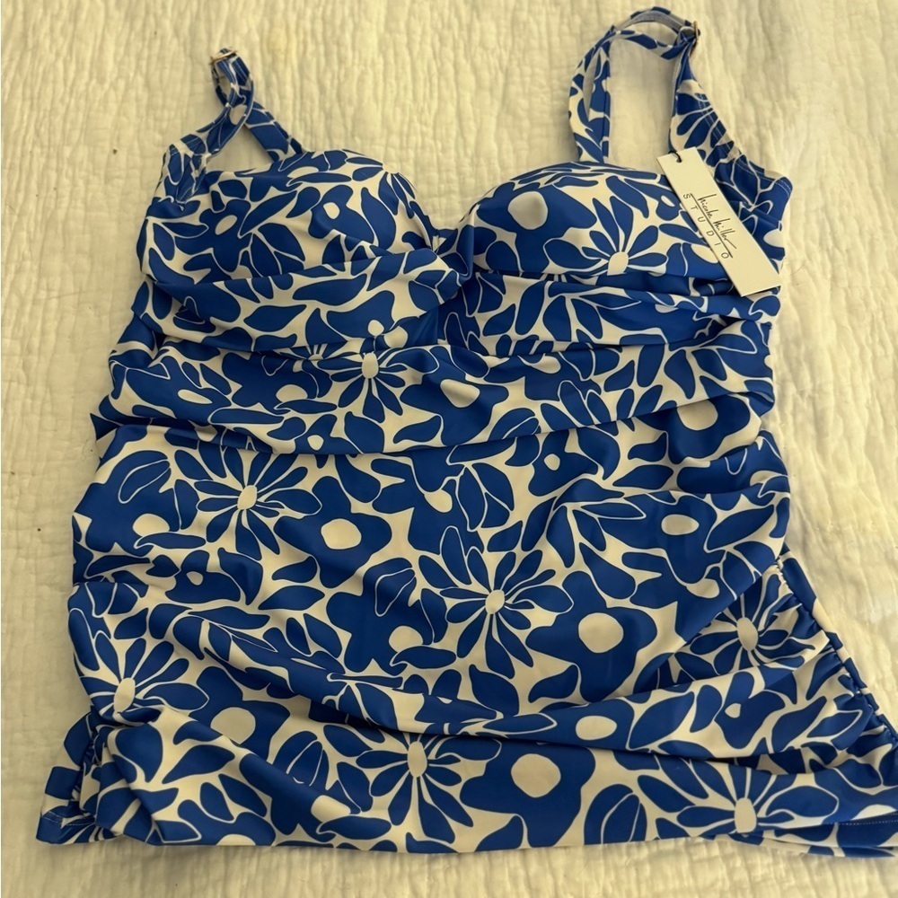 NWT Nicole Miller High Waist Skirted Floral Tankini | XL L. 2 piece set - Picture 2 of 16
